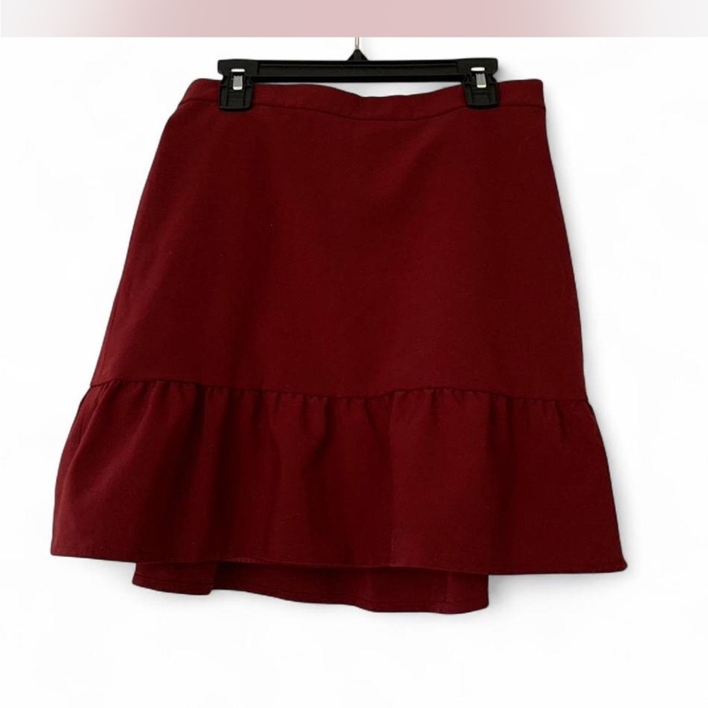 Goth Coquette Y2K J.Crew Burgundy  Ruffle Hem Skirt size 2